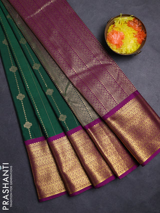 Green & Purple Semi Kanchipuram Silk - Korvai