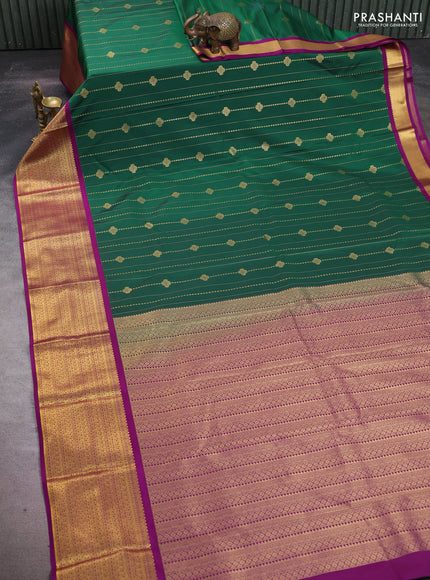 Green & Purple Semi Kanchipuram Silk - Korvai
