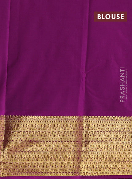 Green & Purple Semi Kanchipuram Silk - Korvai