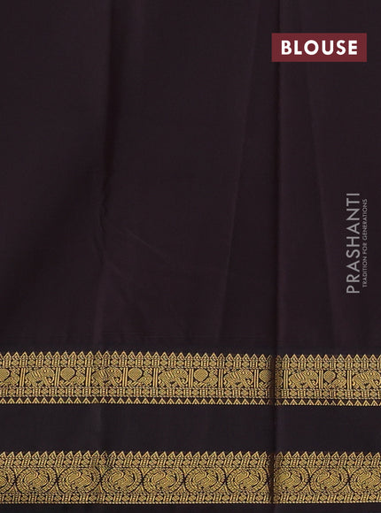 Pink & Coffee Brown Semi Kanchipuram Silk - Korvai