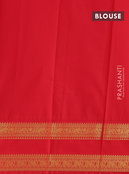 Mustard Yellow & Red Semi Kanchipuram Silk - Korvai