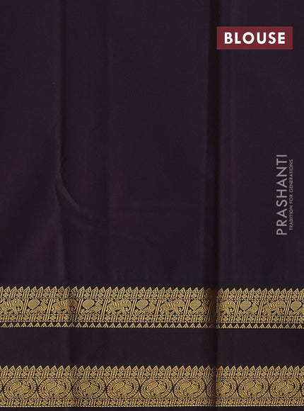 Pink & Coffee Brown Semi Kanchipuram Silk - Korvai