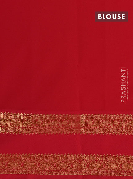 Teal Blue & Red Semi Kanchipuram Silk - Korvai