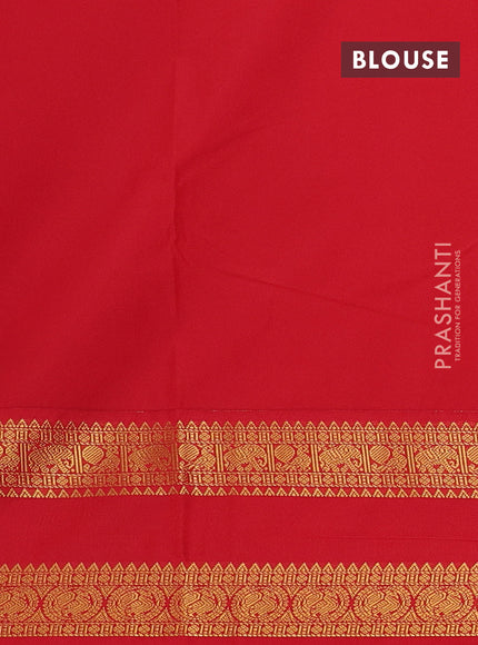 Blue & Red Semi Kanchipuram Silk - Korvai