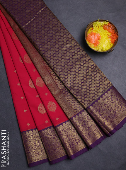Pink & Purple Semi Kanchipuram Silk - Korvai