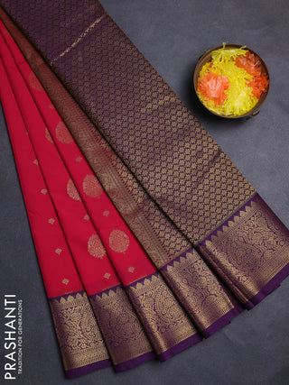 Pink & Purple Semi Kanchipuram Silk - Korvai