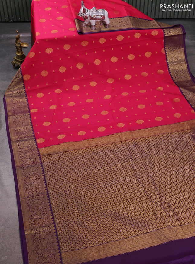 Pink & Purple Semi Kanchipuram Silk - Korvai