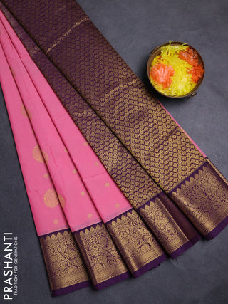 Pink & Purple Semi Kanchipuram Silk - Korvai