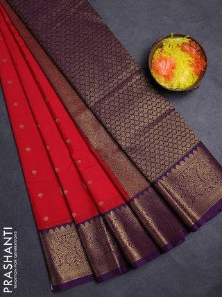 Red & Purple Semi Kanchipuram Silk - Korvai