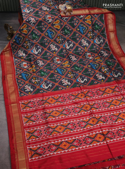 Grey & Maroon Pochampally Silk