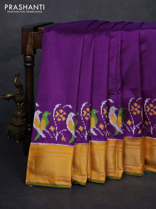 Purple & Mustard Pochampally Silk