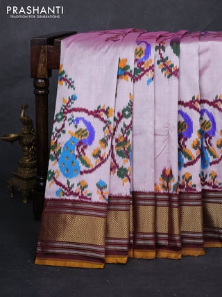 Baby Pink & Maroon Pochampally Silk