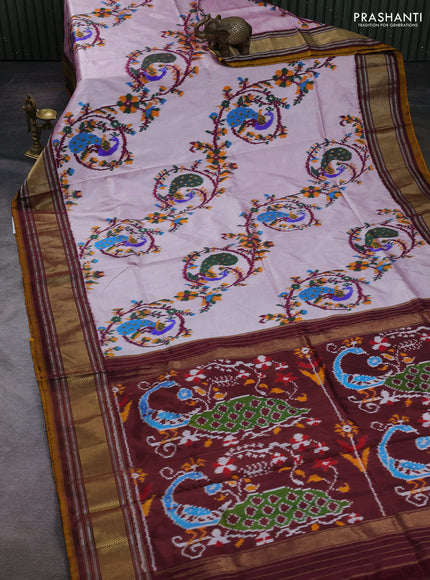 Baby Pink & Maroon Pochampally Silk