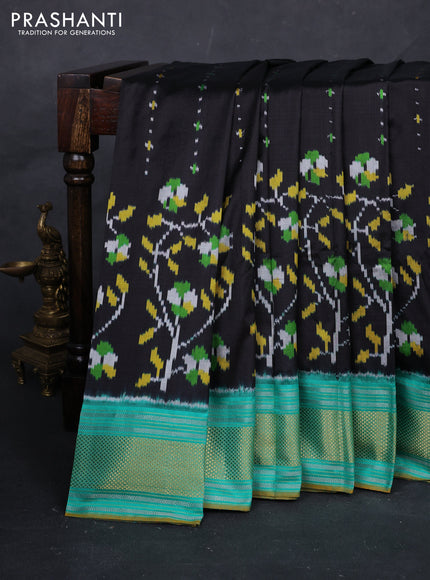 Black & Teal Green Pochampally Silk