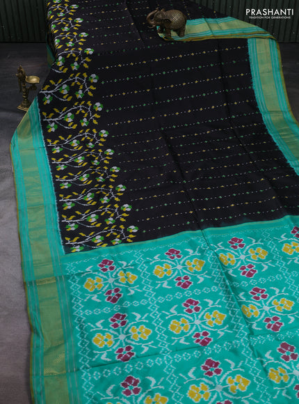 Black & Teal Green Pochampally Silk