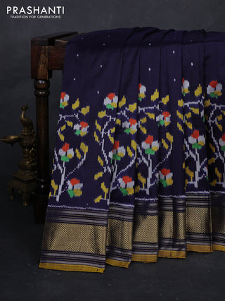 Navy Blue Pochampally Silk