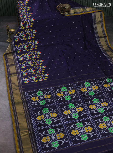 Navy Blue Pochampally Silk