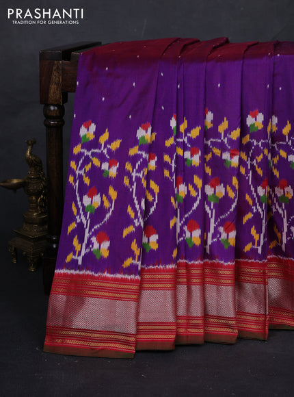 Purple & Red Pochampally Silk