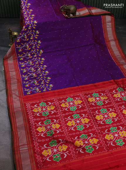 Purple & Red Pochampally Silk