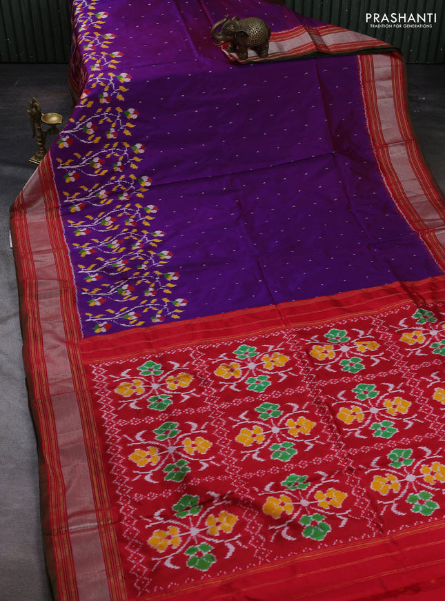 Purple & Red Pochampally Silk