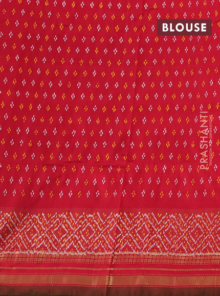 Pastel Peach & Red Pochampally Silk