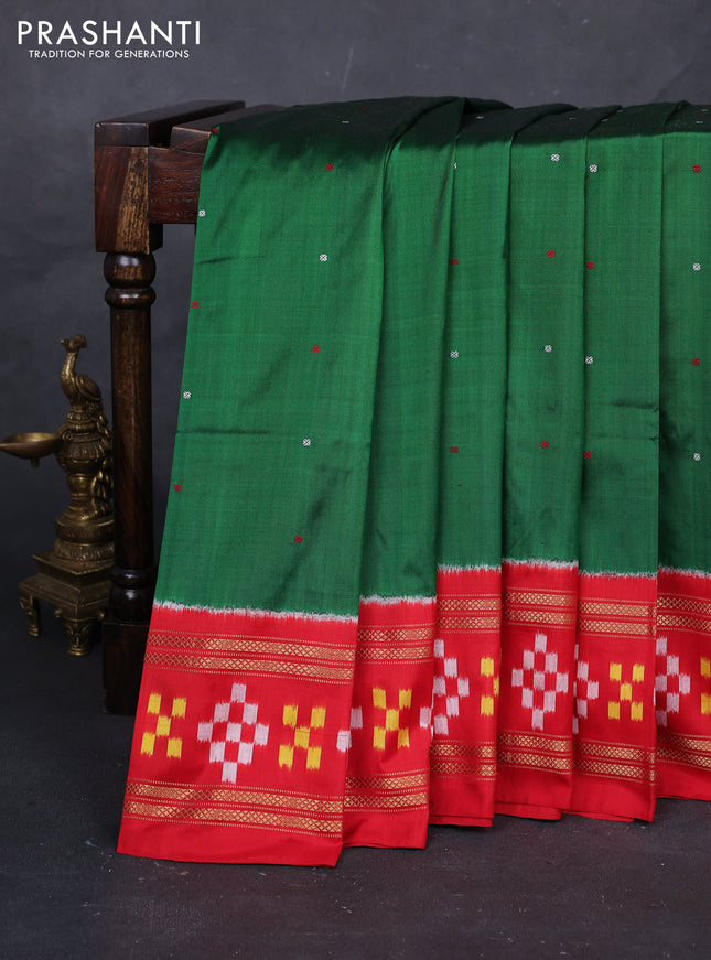 Green & Red Pochampally Silk