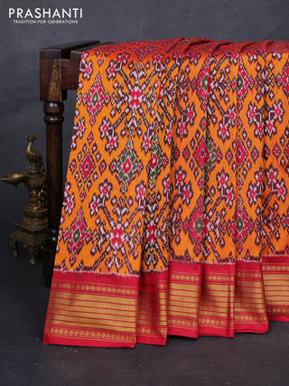 Orange & Red Pochampally Silk