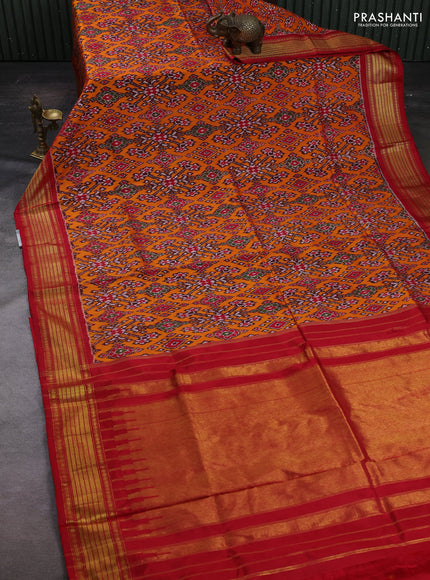Orange & Red Pochampally Silk