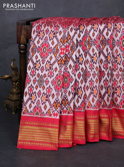 Peach & Red Pochampally Silk