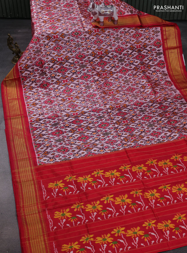 Peach & Red Pochampally Silk