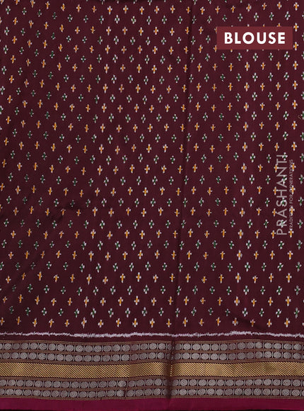 Pale Yellow & Coffee Brown Pochampally Silk