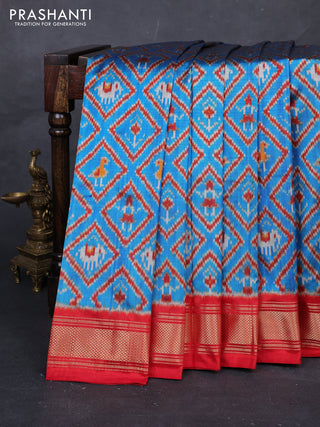 Cs Blue & Red Pochampally Silk