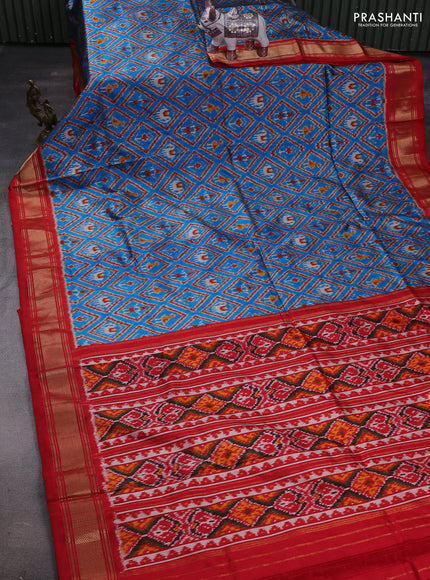 Cs Blue & Red Pochampally Silk