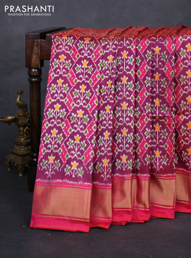 Magenta Pink & Pink Pochampally Silk