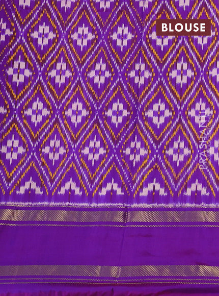 Cream & Purple Pochampally Silk