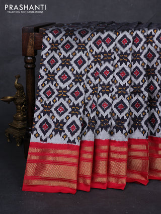 Grey & Red Pochampally Silk