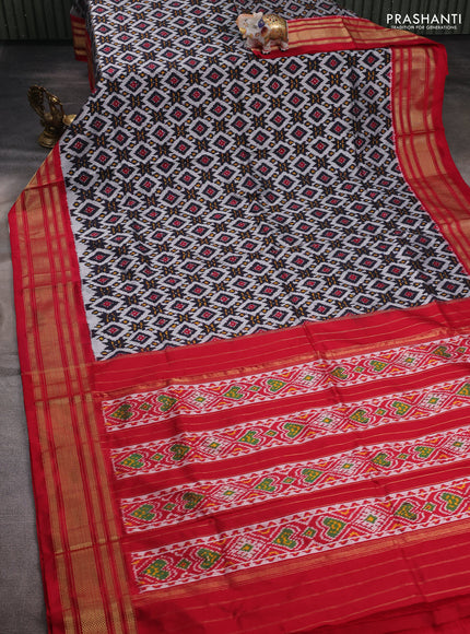 Grey & Red Pochampally Silk