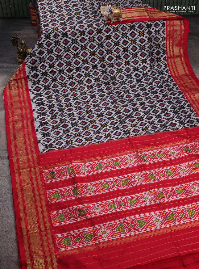 Grey & Red Pochampally Silk