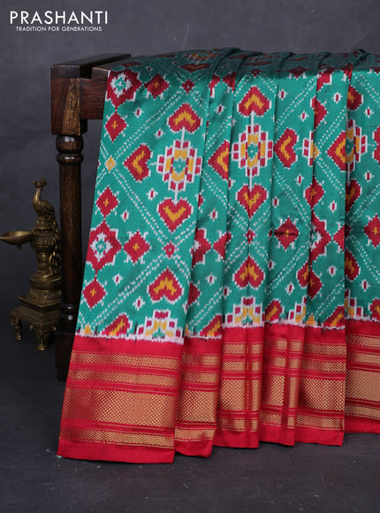 Green & Red Pochampally Silk