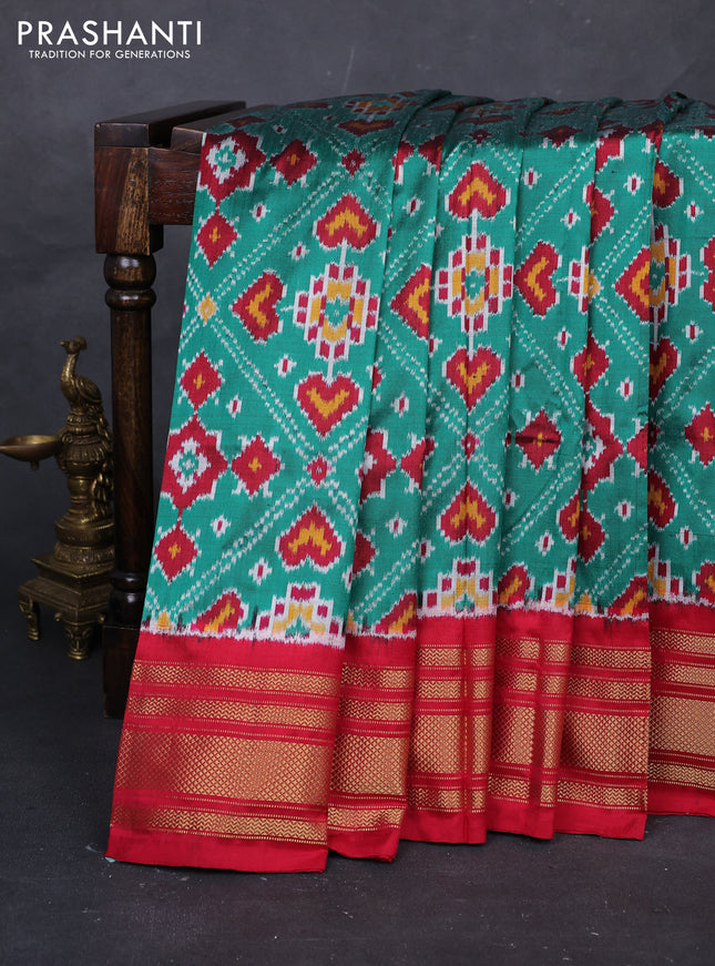 Green & Red Pochampally Silk