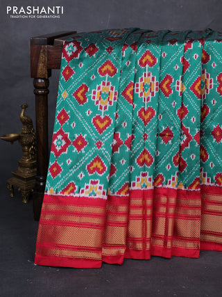 Green & Red Pochampally Silk