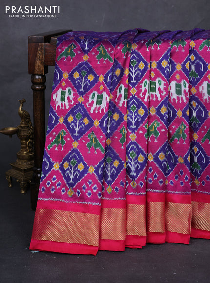 Blue  & Pink Pochampally Silk