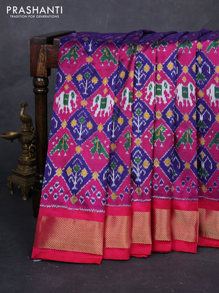 Blue  & Pink Pochampally Silk