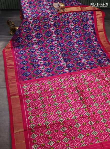 Blue  & Pink Pochampally Silk