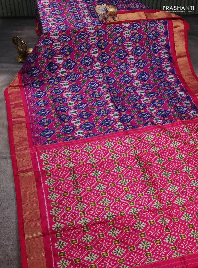 Blue  & Pink Pochampally Silk