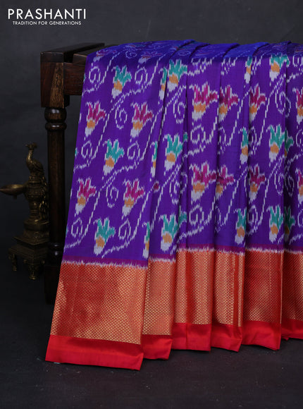 Blue & Red Pochampally Silk