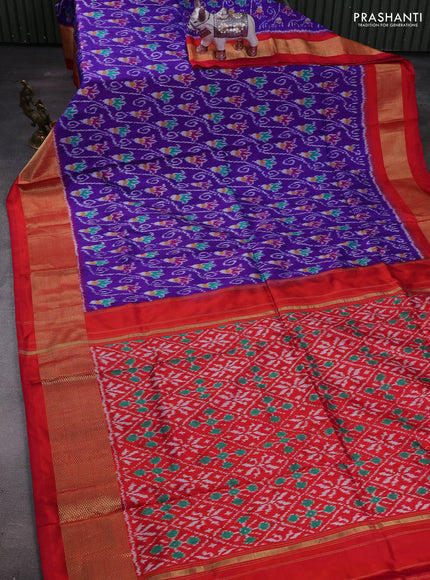 Blue & Red Pochampally Silk