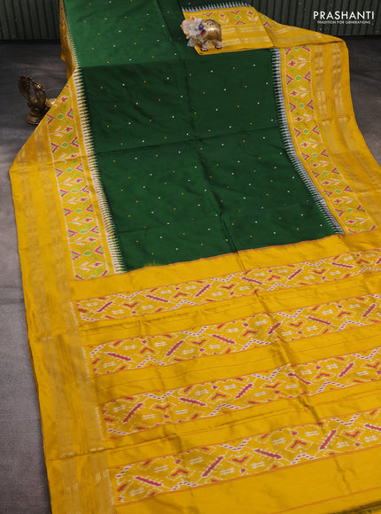 Bottle Green & Yellow Pochampally Silk
