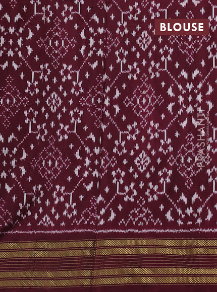 Off White & Maroon Pochampally Silk