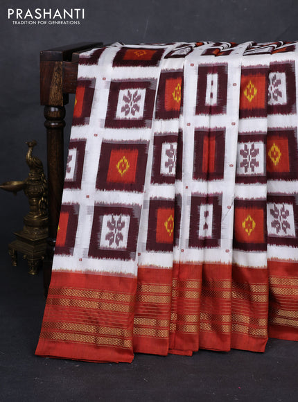 Off White & Rust Pochampally Silk